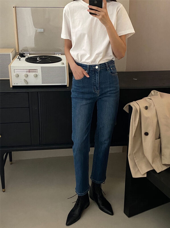 Autumn is new!【CLEAN SPACE】Korean straight slim casual jeans 33212-33212A# CQW