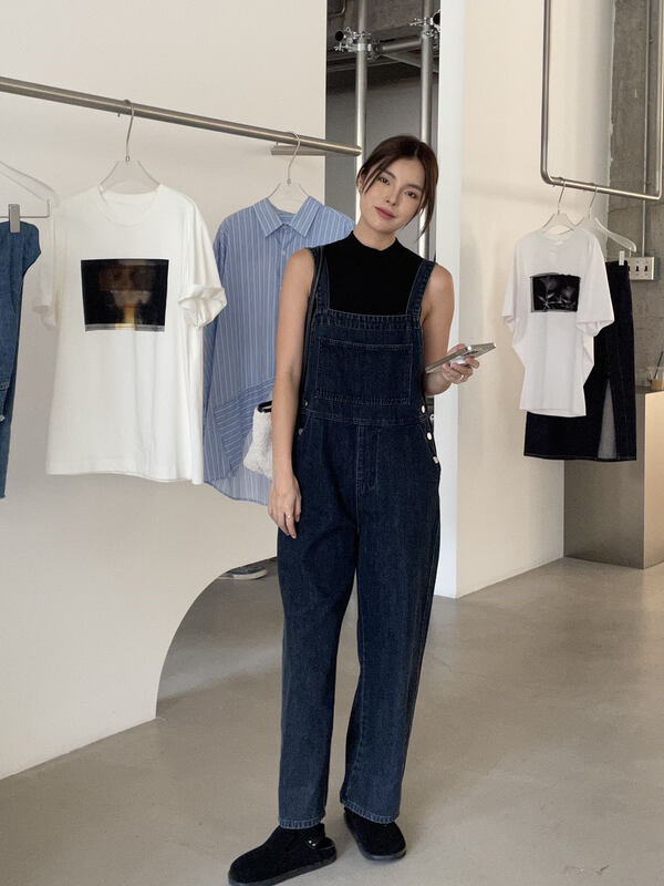 New in early autumn!【CLEAN SPACE】Korean casual loose denim overalls 27999# CQW