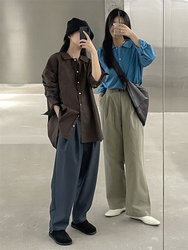 New in early autumn! [CLEAN SPACE] solid color texture commuter loose casual pants 32760# CQW