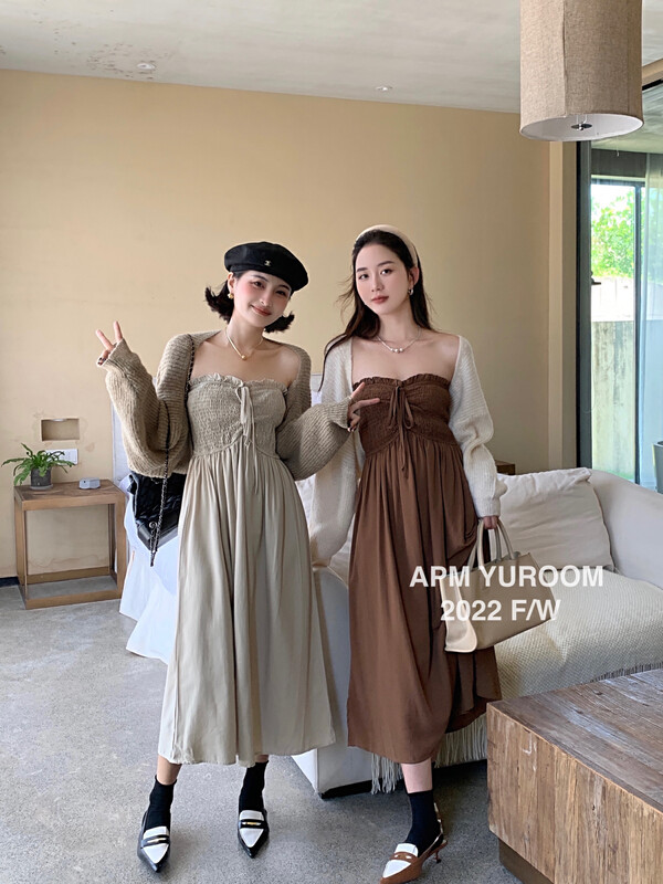 New in early autumn!【APM YUROOM】French temperament halter neck tube top dress 9029# LSL