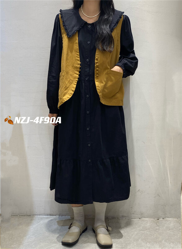 New in autumn!【NZJ】Slim single-breasted texture dress 830316# L
