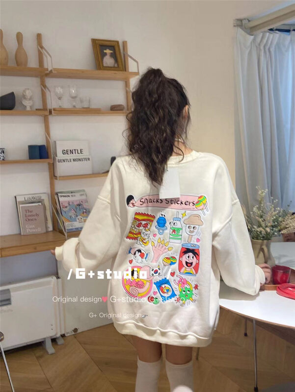 New in autumn! [G+] Back printed all-match pullover sweater 22307# WTT