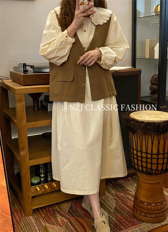 New in autumn! [NZJ] slim V-neck single-breasted simple vest (only vest) 820320# L