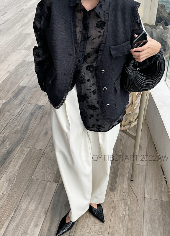 New in autumn!【QY FIBER ART】Korean simple small fragrance and western style vest 36125# GY