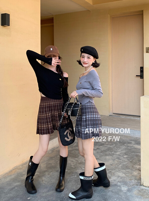 New in early autumn!【APM YUROOM】Korean one word neck slim short knitted sweater 6016# LSL