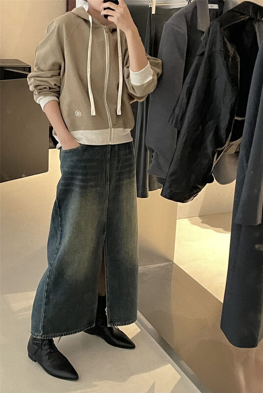 New in autumn! [CLEAN SPACE] personalized color matching design zipper hooded sweater 32789# CQW