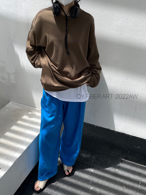 New in autumn! [QY FIBER ART] Korean simple and versatile wide-leg casual pants 96310# GY