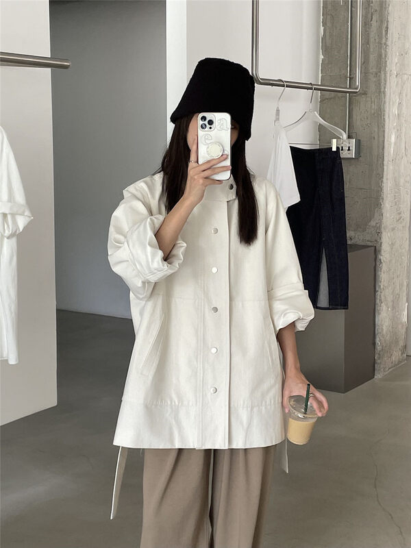 【CLEAN SPACE】Korean casual loose short coat (with belt) 32716