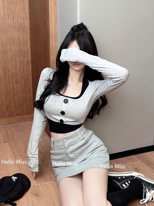 New in autumn!【HELLO MISS】Slim and comfortable casual skirt 6383# PCZ