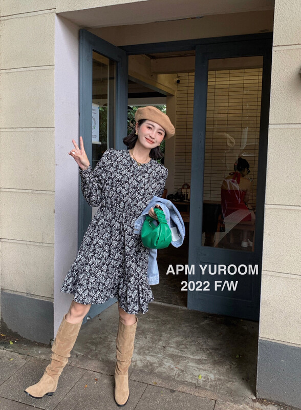 New in autumn!【APM YUROOM】Temperament floral ruffle dress 9086# LSL