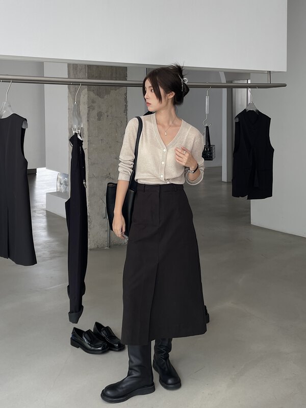 Early autumn new [CLEAN SPACE] Korean style simple and atmospheric all-match a-line skirt 33219# CQW
