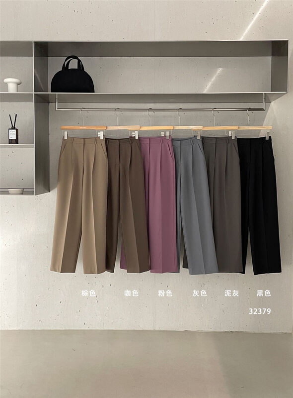 【CLEAN SPACE】Solid color commuter texture trousers 32379