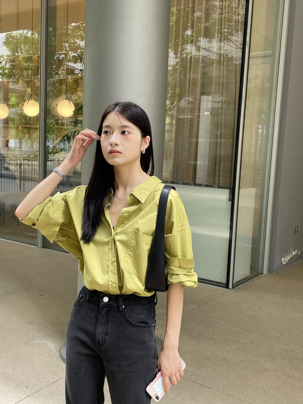 Original price 108.99! [CLEAN SPACE] Solid Color Loose Single Pocket Casual Shirt 32707