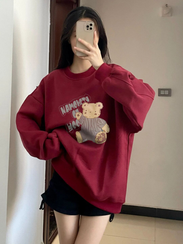 Official picture big fish scale 260g thin sweater women's round neck print back wrap long-sleeved top autumn clothes