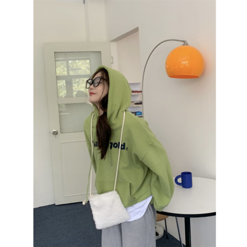 Velvet thickened hooded sweater women's autumn and winter 2022 new Korean version loose chic top clothes ins tide