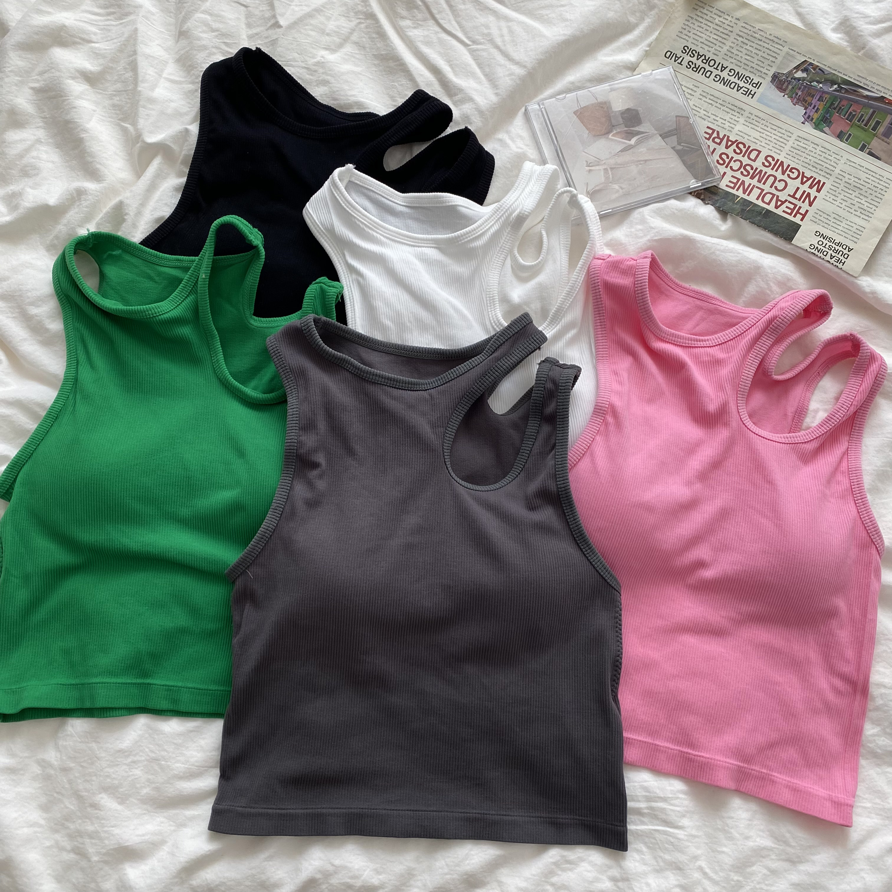 Real shot real price design sense niche irregular camisole women wear off-the-shoulder hot girl sleeveless top
