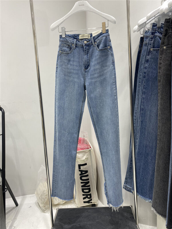 New in autumn!【QUEEN】High waist straight all-match jeans 615# OZQ