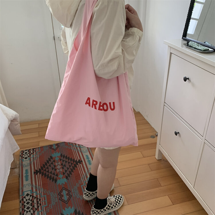 【DOUBLE C】Casual Color Contrast Letter Print Large Capacity Shoulder Bag L10# CYQ