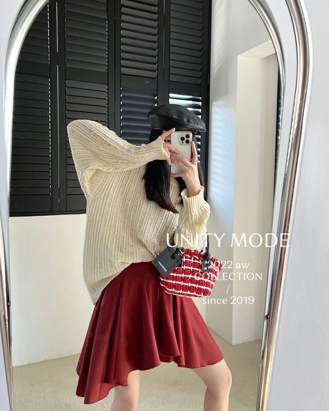 【UNITY】Lazy Hollow Knit Sweater Women's Top Long Sleeve Top F271008