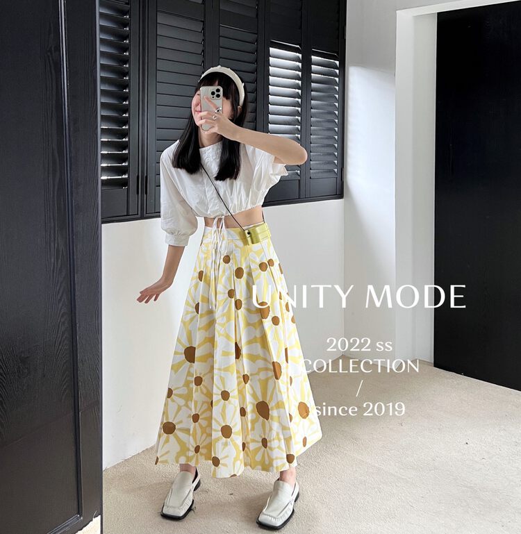 Original price 96.99! [UNITY] Printed High Waist A-Line Skirt (Women's Thin and Versatile) 6550# CQW