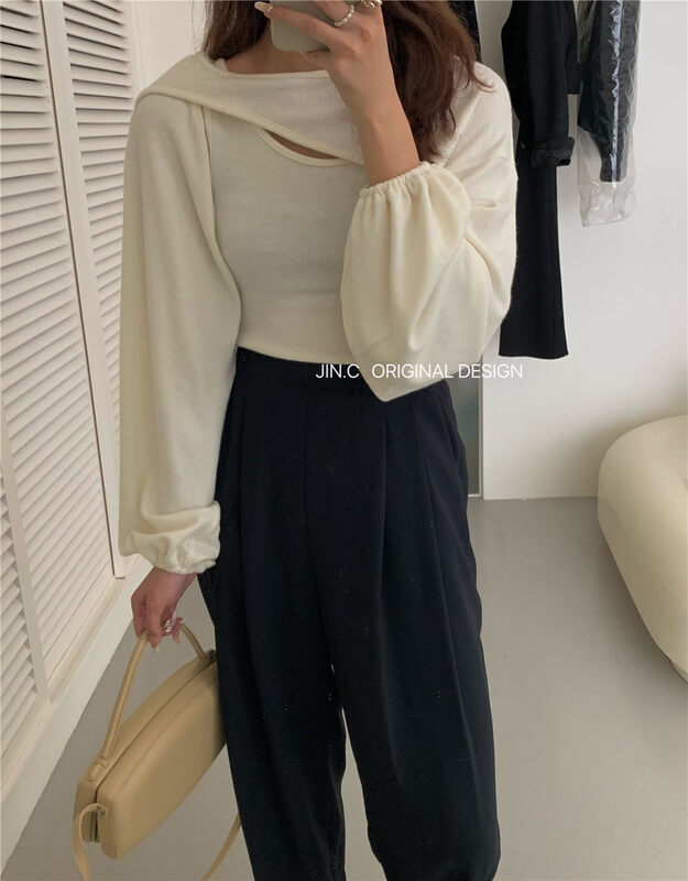 New in autumn! [JIN.C] Simple and comfortable small shirt + all-match vest set H3232# L