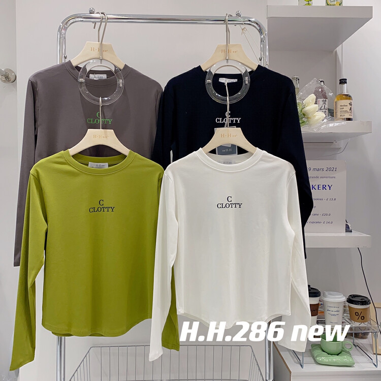 New in early autumn! [HH &MISS LAI] Korean simple and comfortable all-match long-sleeved T-shirt 286# L