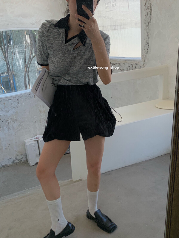 【UNITY】High Waist Puffy Lantern Loose Denim Shorts (Women Wear Summer) TS618-1# CQW