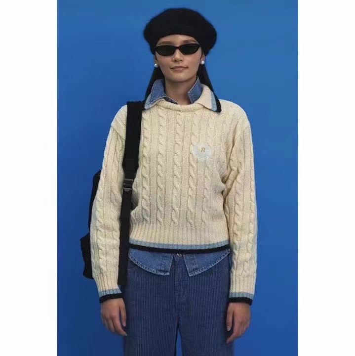 New in autumn! [SELNENE] Letter Embroidery Loose Warm Sweater 1311# XYJ