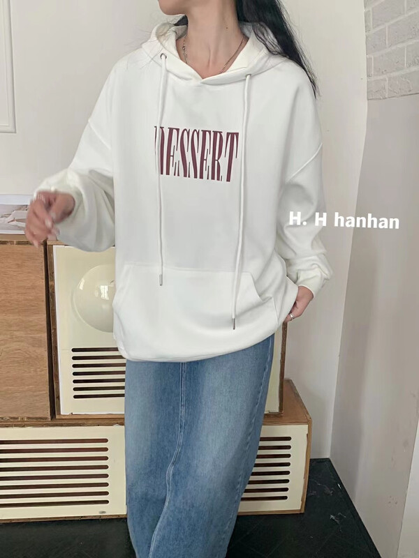 New in autumn! [HH &MISS LAI] Korean version of the simple letter large version of the sweater 389# L