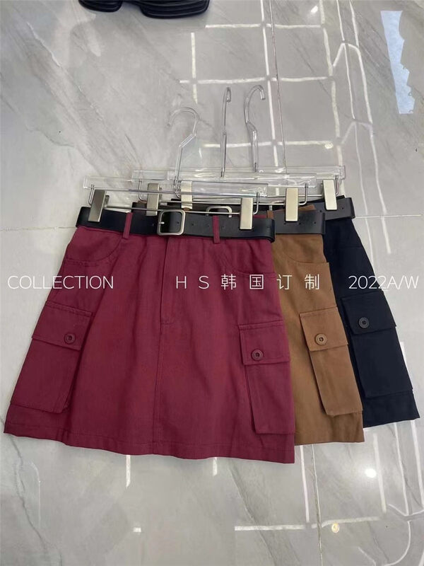 Autumn is new! [HS Korea Custom] Casual Trend Workwear Skirt (with belt) 37100# HJY
