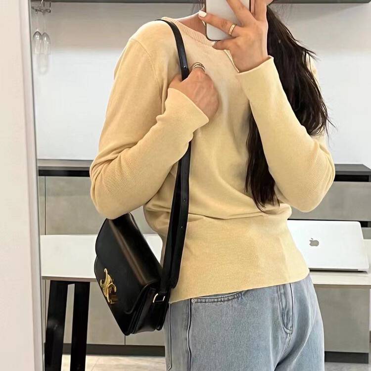 New in autumn!【SELNE】Solid color pullover all-match knitted sweater S029# XYJ