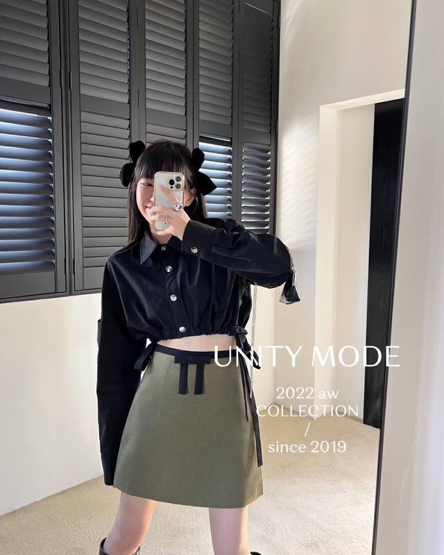 【UNITY】Grey A-Line High Waist Skirt (Small and Thin Skirt) F262008# CQW