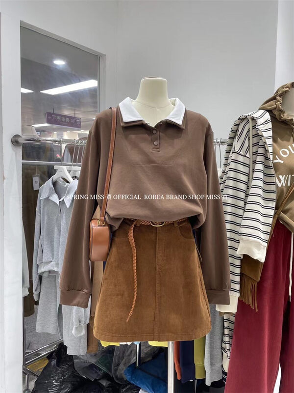Autumn is new! [MISS Jia] color matching pullover all-match sweater 6715# L