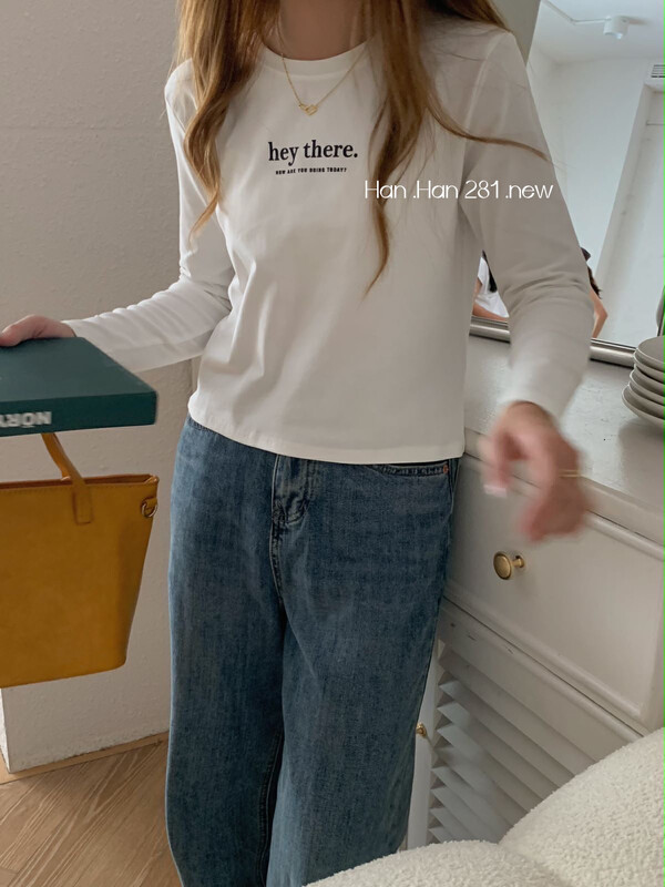 New in early autumn! [HH &MISS LAI] Simple letters comfortable all-match long-sleeved T-shirt 281# L