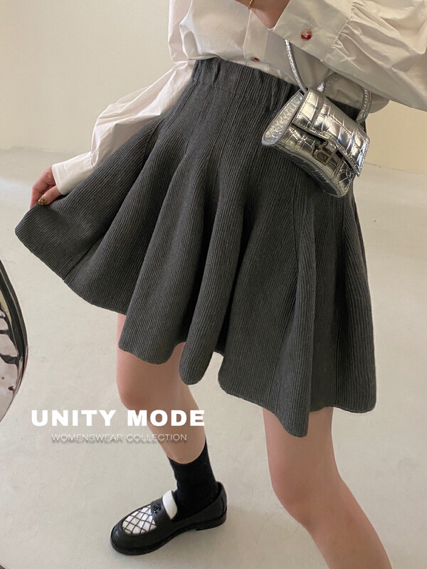 【UNITY】Fall new women's knitted skirt female gray small 5106-2