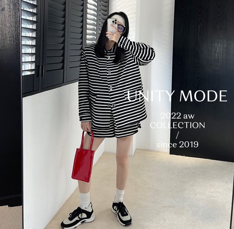 【UNITY】Nice premium black and white striped shirt 8962-2# CQW