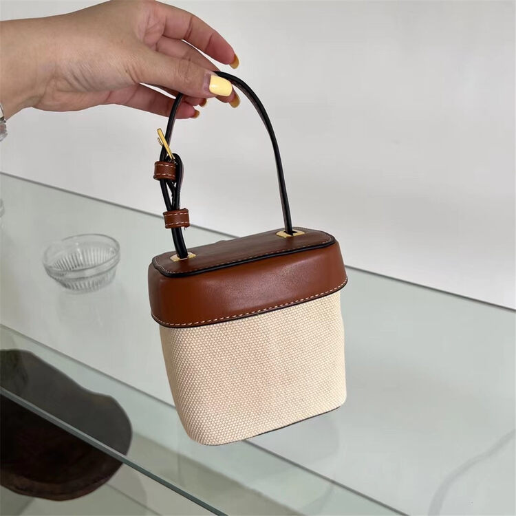 Early autumn new style!【DOUBLE C】Fashion color contrast canvas handbag 8078-2# CYQ