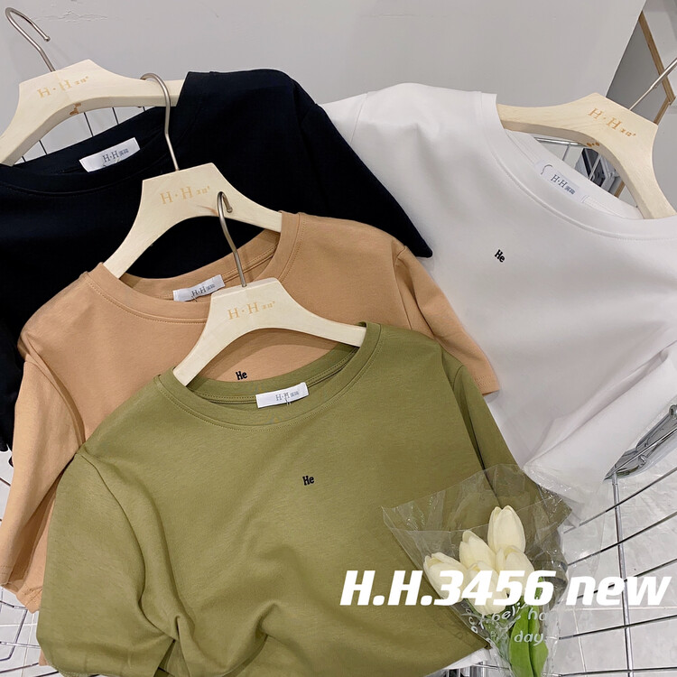 New in early autumn! [HH &MISS LAI] Letter printing fashion short-sleeved T-shirt 3456# L