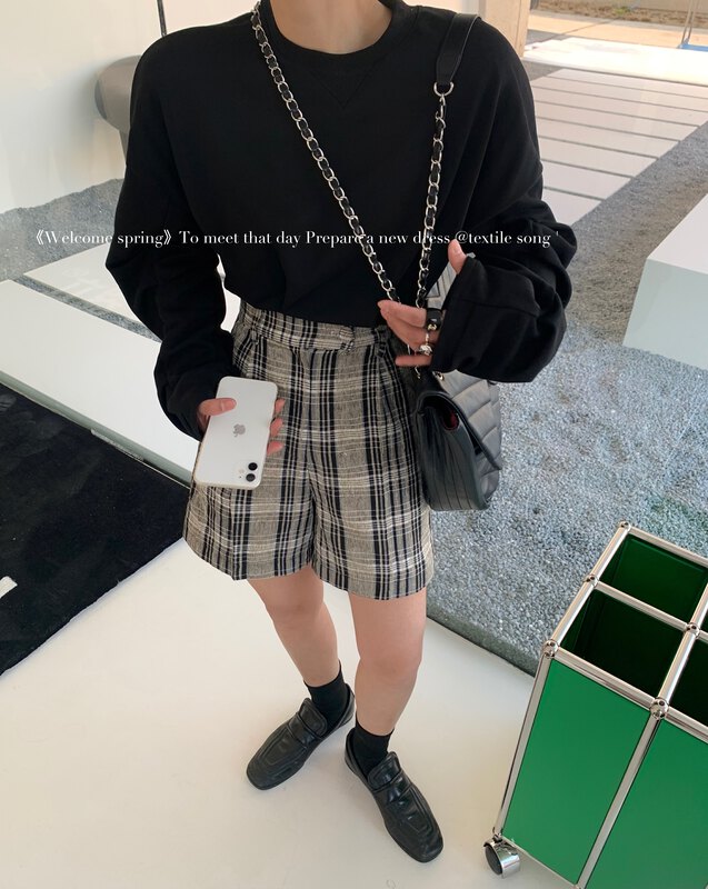 【UNITY】Vintage Plaid Versatile Casual Shorts TS6303# CQW