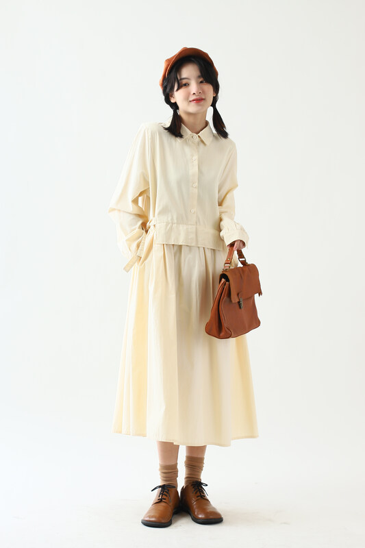 [Original Sansu Yipin] Simple temperament casual literary fan dress 35233