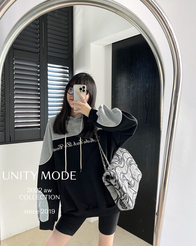 【UNITY】American retro hooded sweater (female alphabet pullover top) F281001# CQW