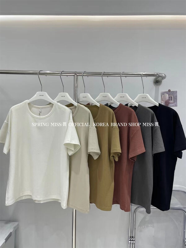 New in early autumn! [MISS Jia] round neck pullover comfortable all-match short-sleeved T-shirt 6712# L