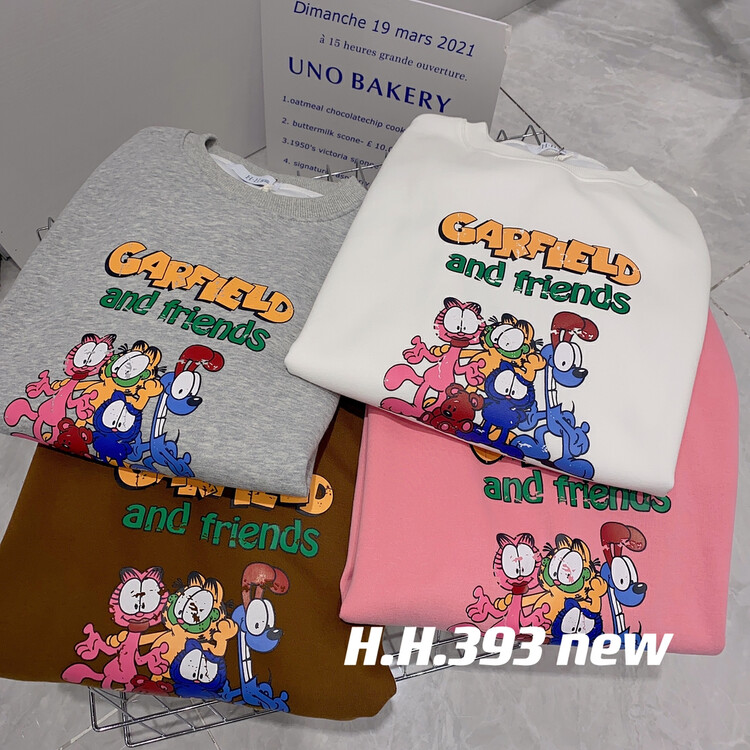New for Autumn!【HH &MISS LAI】Cartoon Print Crew Neck Sweater 393# L