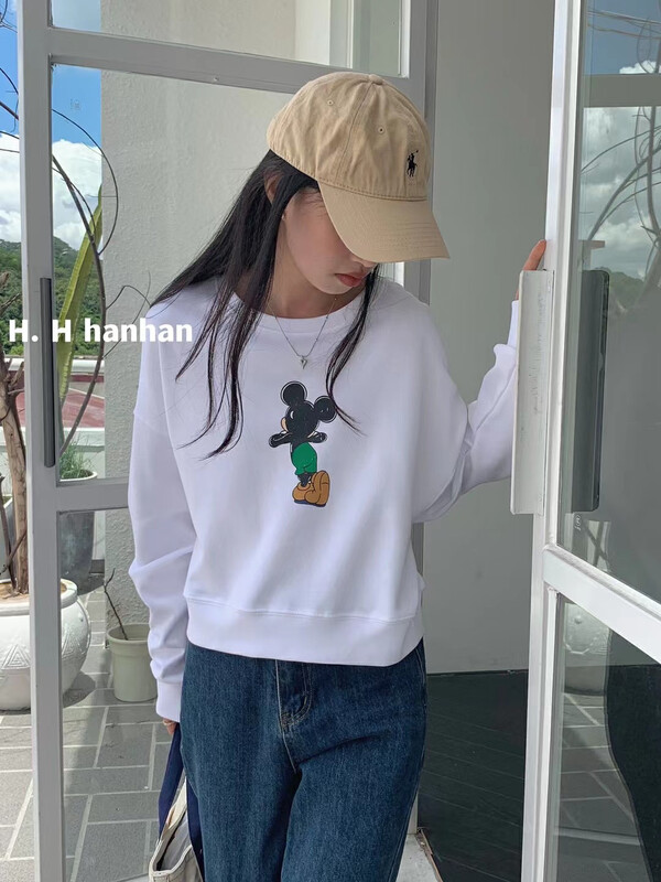 New in autumn! [HH &MISS LAI] Korean version of Mickey print all-match long-sleeved T-shirt H607# L