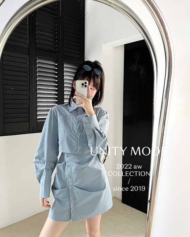 【UNITY】Small Fake Two Piece Dress Shirt Skirt F263001