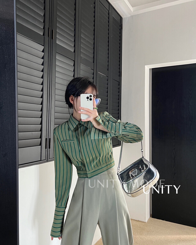 [UNITY] Striped short shirt women's design niche top 8909-2