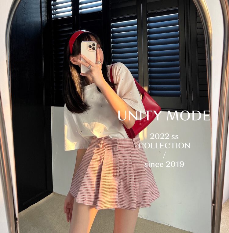【UNITY】Korean style high waist slim design plaid culottes 6505# CQW