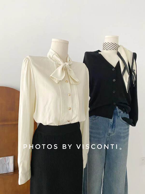 New in autumn! [C Ouni] Knotted design all-match shirt C605-9X2309031796# GYJ
