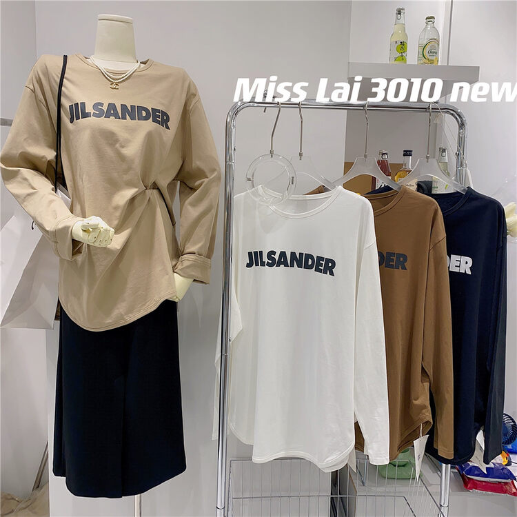 Autumn is new! [HH &MISS LAI] letter printing comfortable long-sleeved T-shirt (T-shirt only) 3010# L