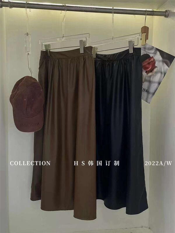 New in autumn! [HS Korea Custom] Retro Soft Leather High Waist Skirt 3755# HJY